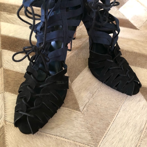 Zara blue and black suede heels size 10 - Picture 3 of 14